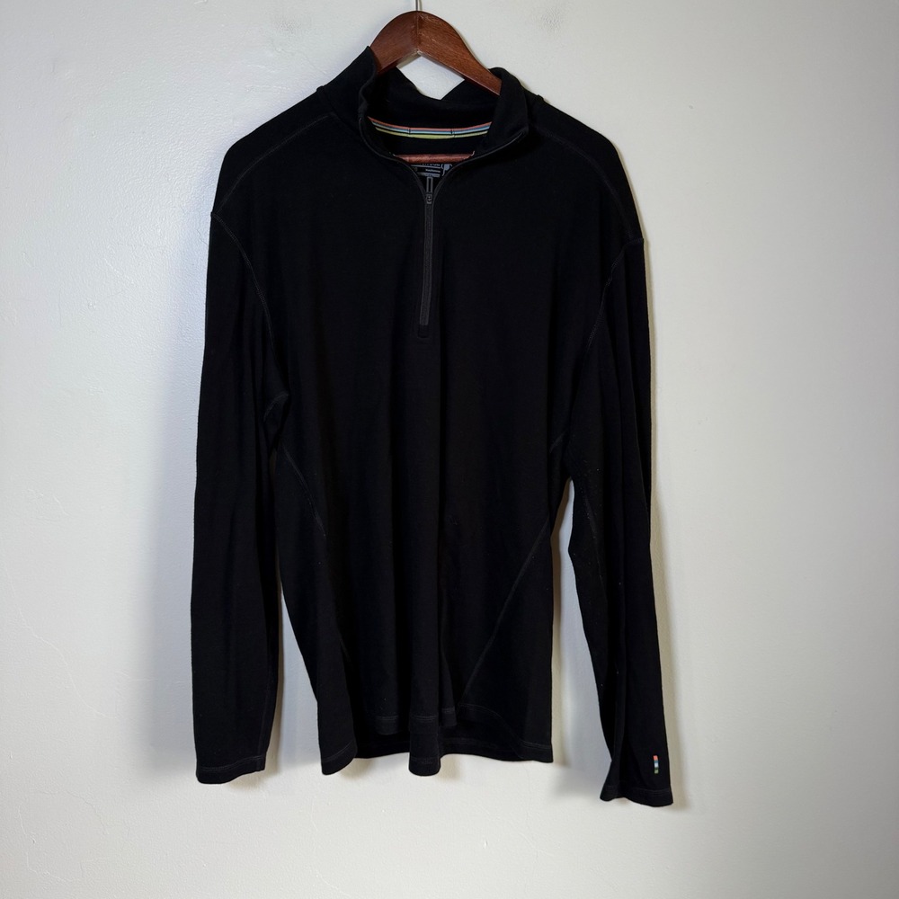 Smartwool Merino 250 Quarter Zip Thermal Base Layer Top Size XL Black
